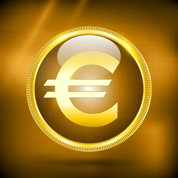 Vidro dourado Euro — Vetor de Stock