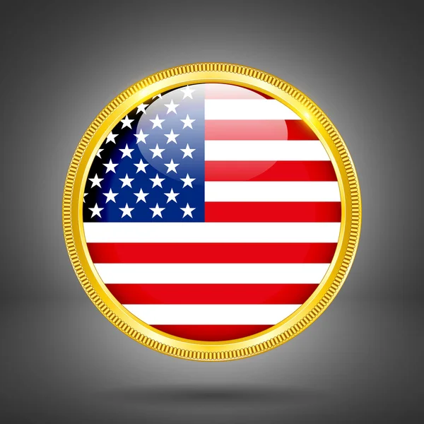 在黄金的美国国旗 — 图库矢量图片