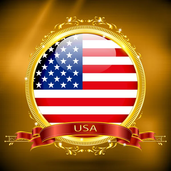 在黄金的美国国旗 — 图库矢量图片