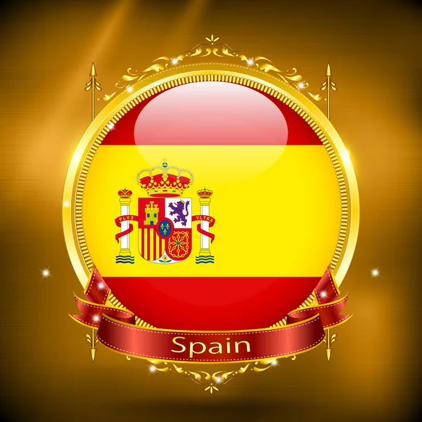 金のスペインの旗 — ストックベクタ