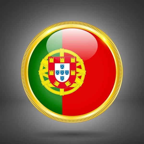 Flagge Portugals in Gold — Stockvektor