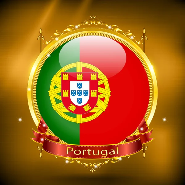 Flagge Portugals in Gold — Stockvektor