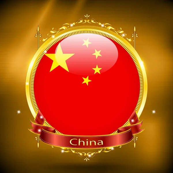 Bandera de China en ORO — Vector de stock