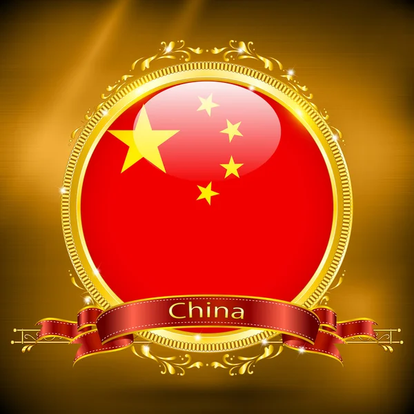 Bandera de China en ORO — Vector de stock