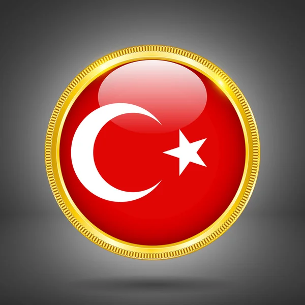 国旗的土耳其在黄金 — 图库矢量图片