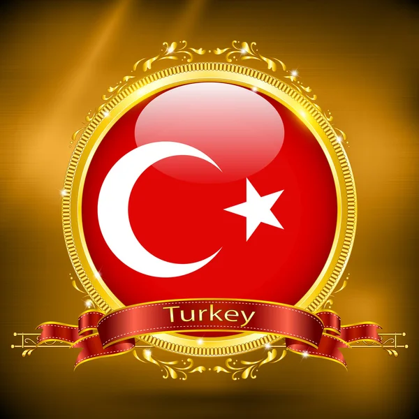 Bandera de Turquía en ORO — Vector de stock