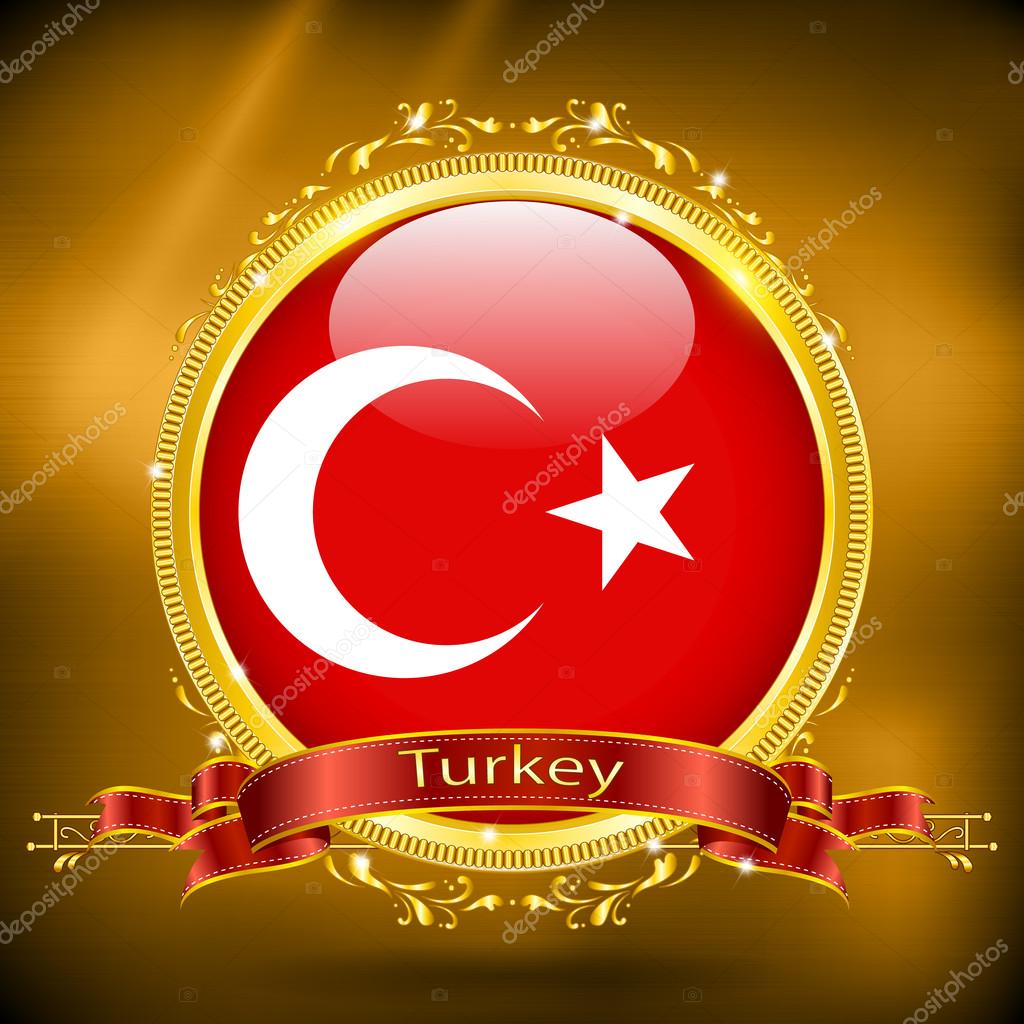 Flag of Turkey in GOLD — Stock Vector © WizDan #84876622