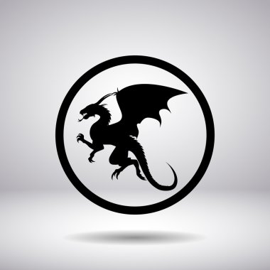 Dragon siluet bir daire içinde