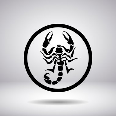 Silhouette of a scorpion in a circle clipart