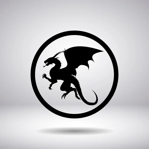 Drachensilhouette im Kreis — Stockvektor