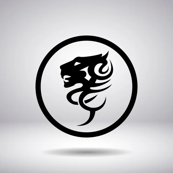 Silhouette d'une tête de lion en cercle — Image vectorielle