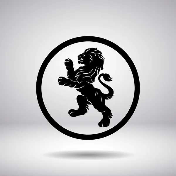 Heráldica de un león en círculo — Vector de stock