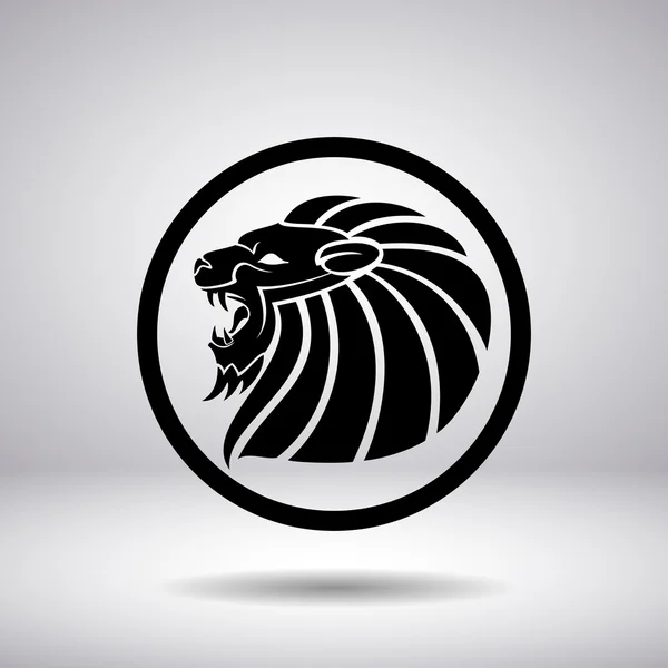 Silueta de la cabeza de un león en círculo — Vector de stock