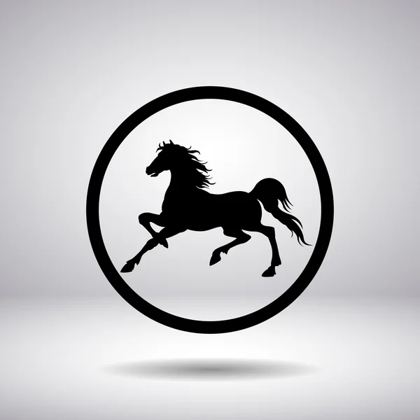 一个圆有一匹马的轮廓 — 图库矢量图片