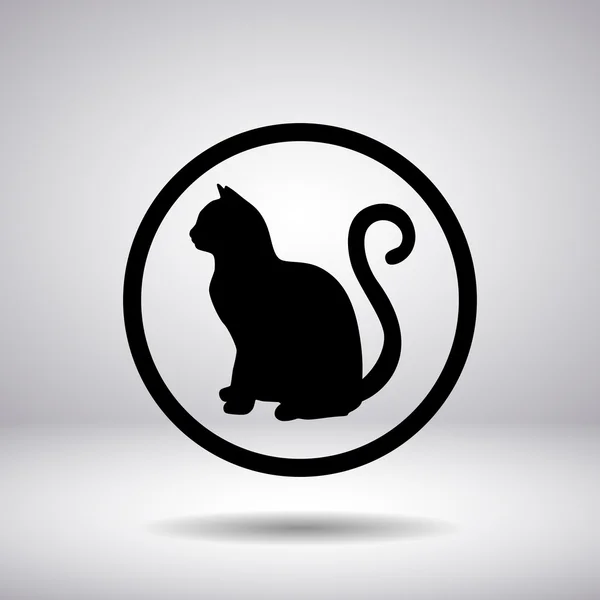 Silhouette einer Katze im Kreis — Stockvektor