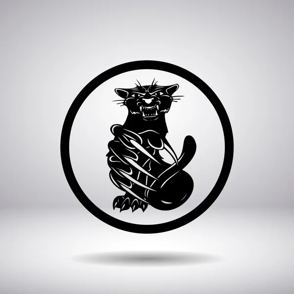 Silhouet van een roofzuchtige kat in een cirkel — Stockvector