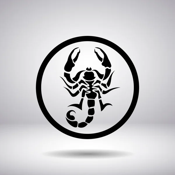 La silueta del escorpión en el círculo — Vector de stock