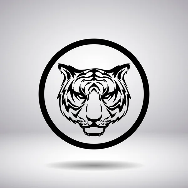 Silueta de cabeza de tigre en círculo — Vector de stock