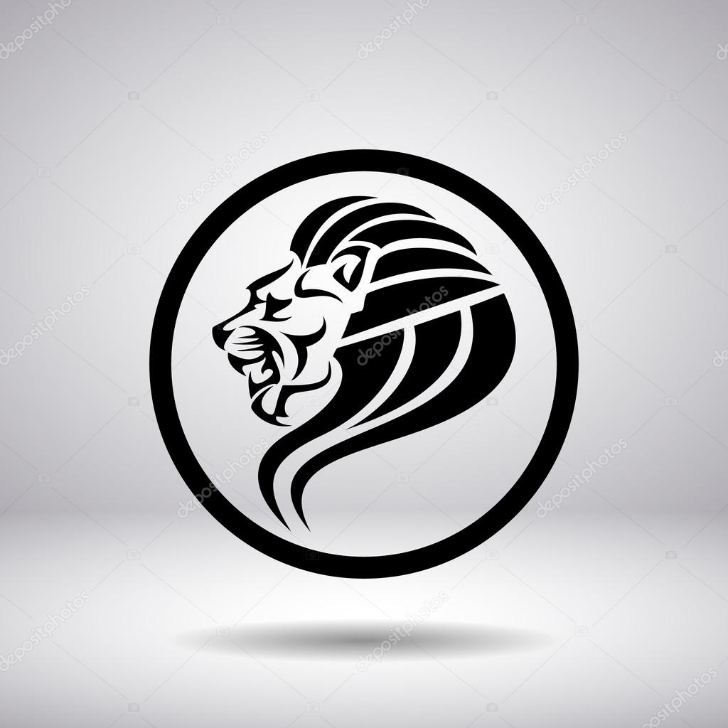 Silhueta da cabeça de um leão em um círculo Vetor de ©WizDan 84956336, image size:1024x1024