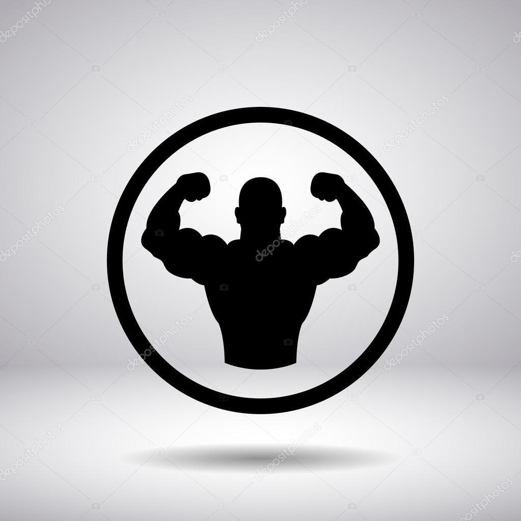 The body builder silhouette in a circle