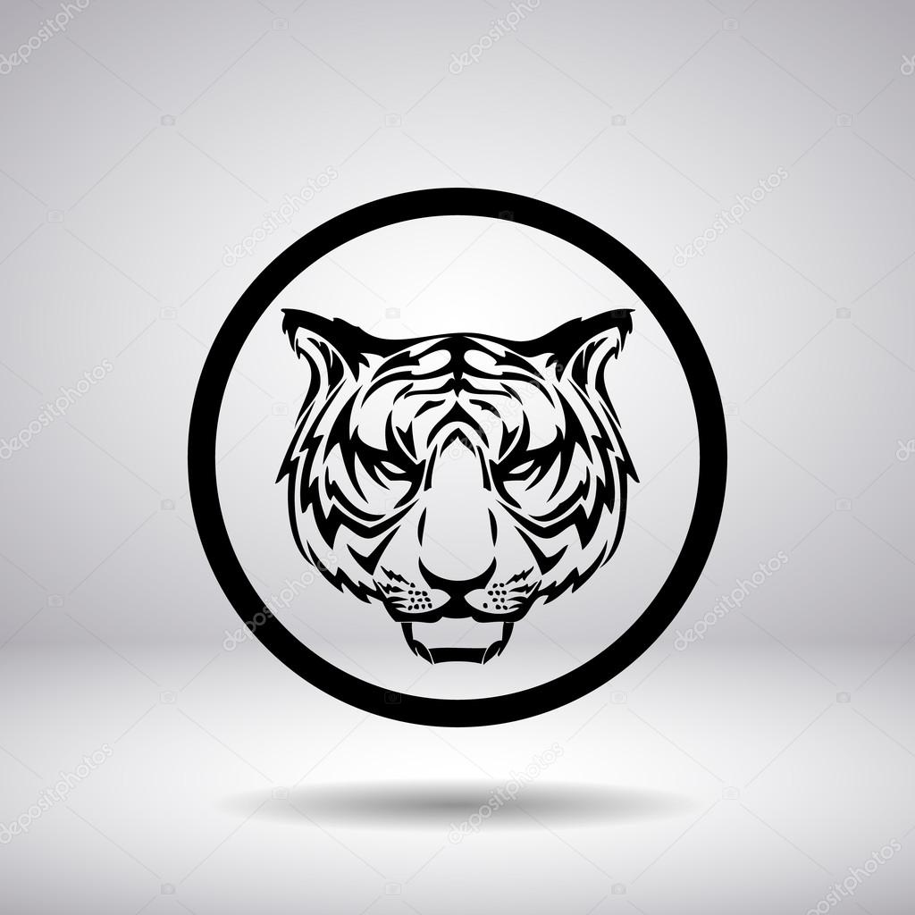 Silhouette of tiger head in a circle