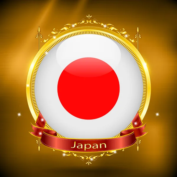 Flaga Japonii w złoto — Wektor stockowy