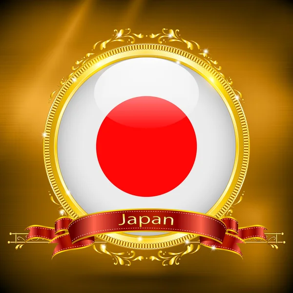 Flag of Japan in GOLD — Stock Vector