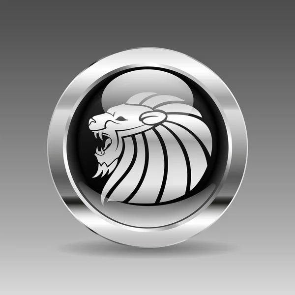 Zwart glanzend chroom knop - Lion head — Stockvector