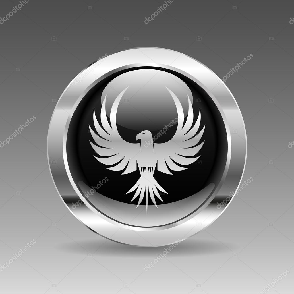 Black glossy chrome button - Eagle