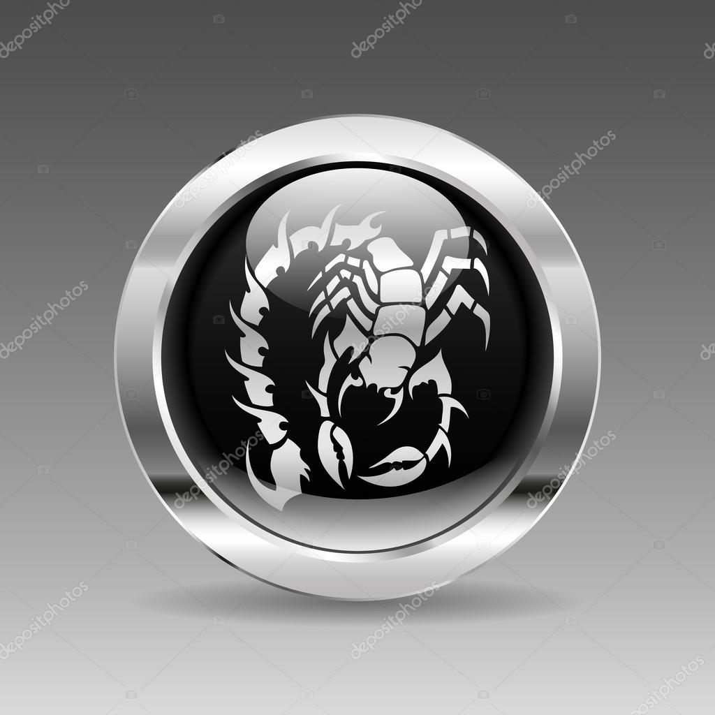 Black glossy chrome button - Scorpion
