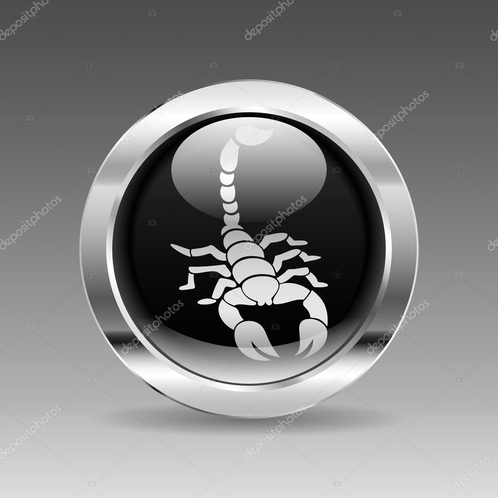 Black glossy chrome button - Scorpion