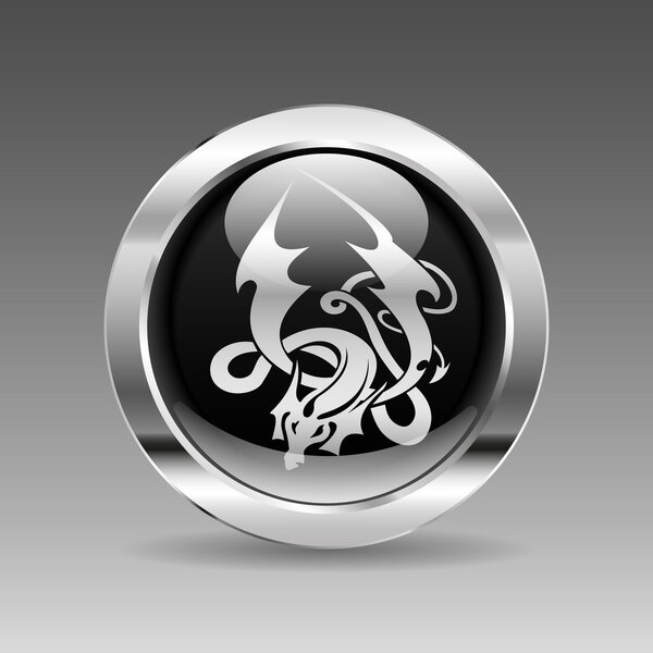 Черная хромированная кнопка - Dragon
