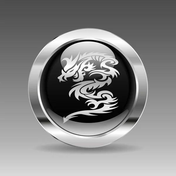 Zwart glanzend chroom knop - Dragon — Stockvector