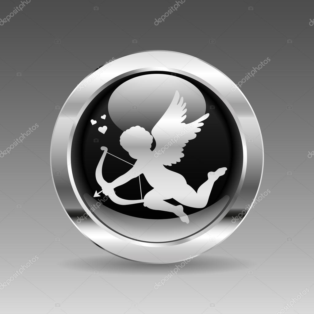 Black glossy chrome button - Cupid