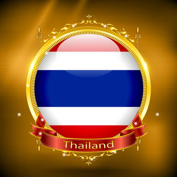 Thailands flagg i GOLD – stockvektor