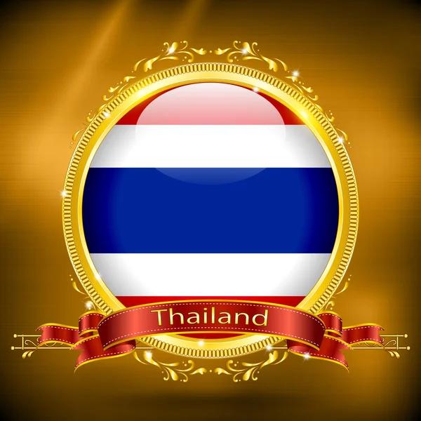 Vlajka z Thajska ve zlatě — Stockový vektor