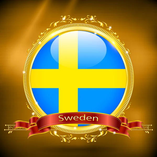 Прапор Швеції в золото — стоковий вектор