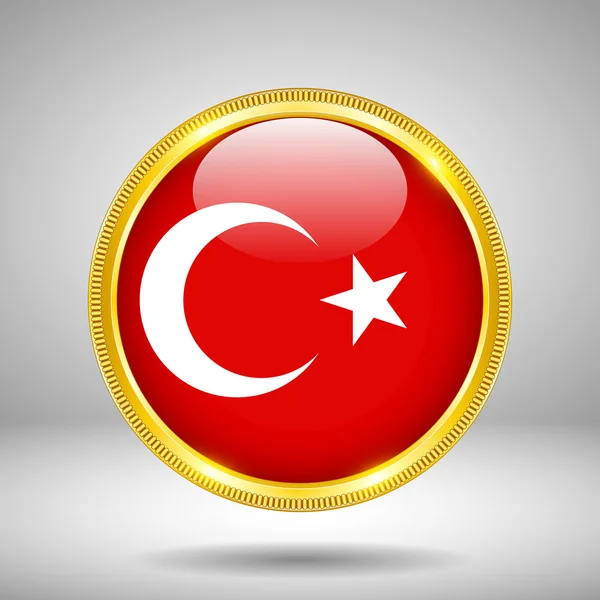 国旗的土耳其在黄金 — 图库矢量图片