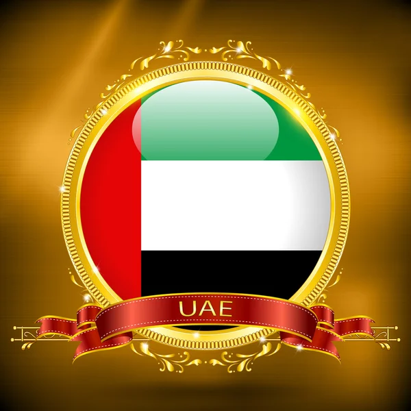 Vlajka Spojených arabských emirátů ve zlatě — Stockový vektor
