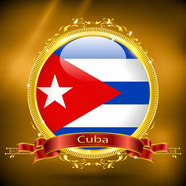 Bandera de Cuba en ORO — Archivo Imágenes Vectoriales