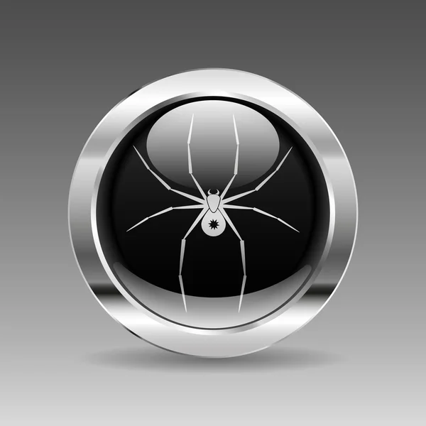 Bouton chromé brillant noir - Spider — Image vectorielle