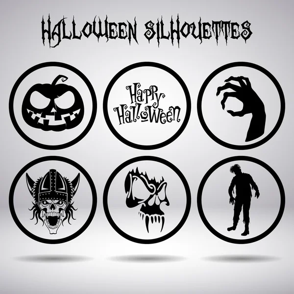 Silhouettes Halloween en cercle — Image vectorielle