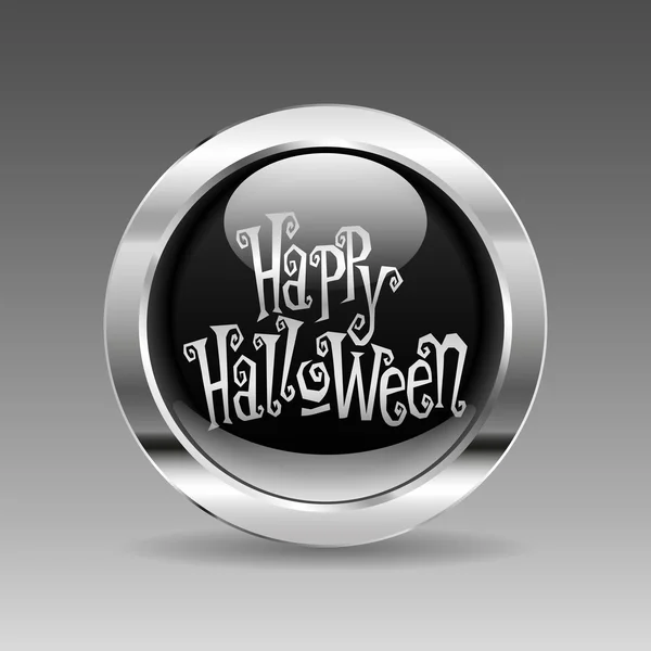 Joyeux message d'Halloween sur le bouton chrome — Image vectorielle