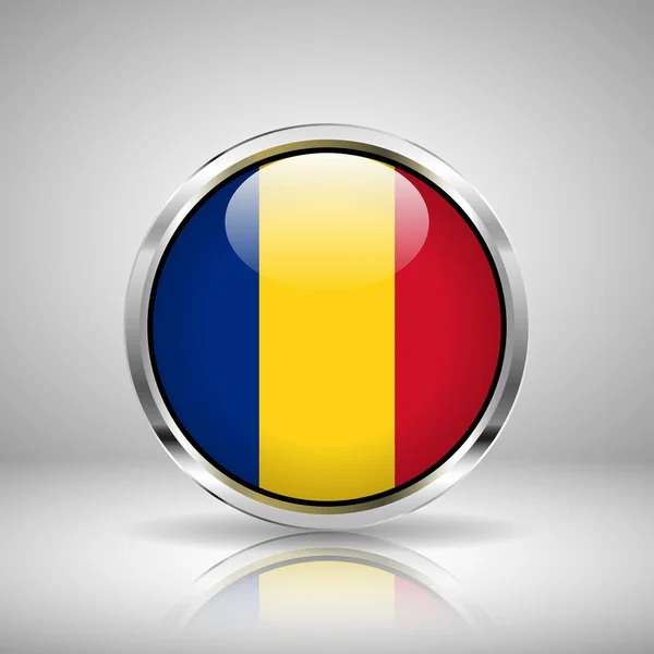 Bandeira da Roménia em cromo — Vetor de Stock