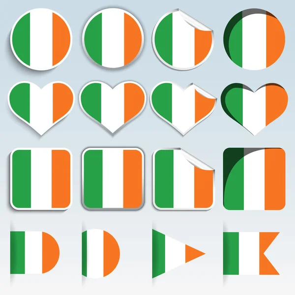 Ensemble de drapeaux irlandais dans un design plat — Image vectorielle