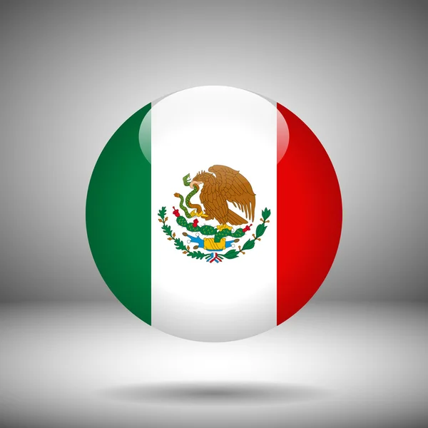 Bandera redonda de México, vector de ilustración — Vector de stock