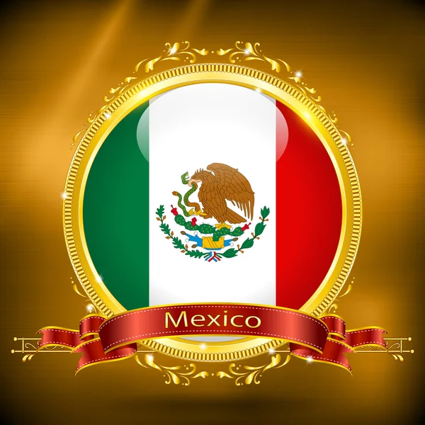 Flaga Meksyku w złoto — Wektor stockowy