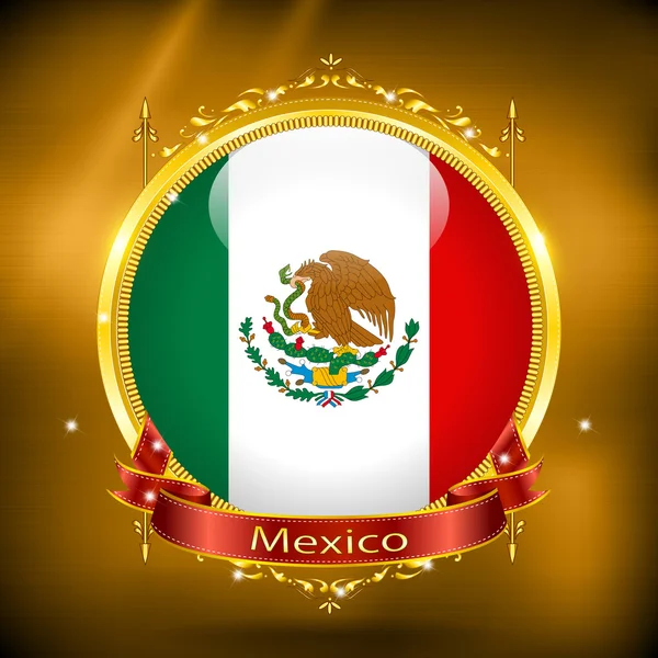 Bandera de México en ORO — Vector de stock