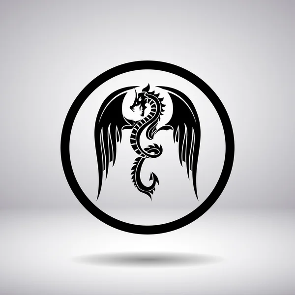 Sílhueta de dragão em um círculo — Vetor de Stock