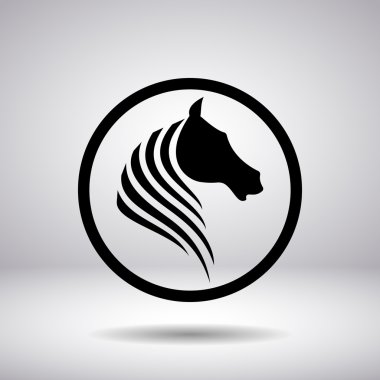 Silhouette of a horse in a circle clipart